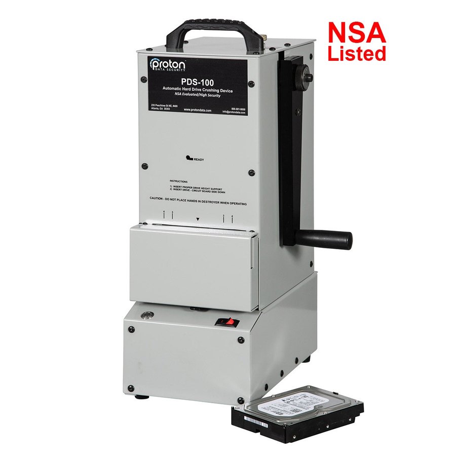 PDS-100 NSA CSS evaluated automatic hard drive crusher